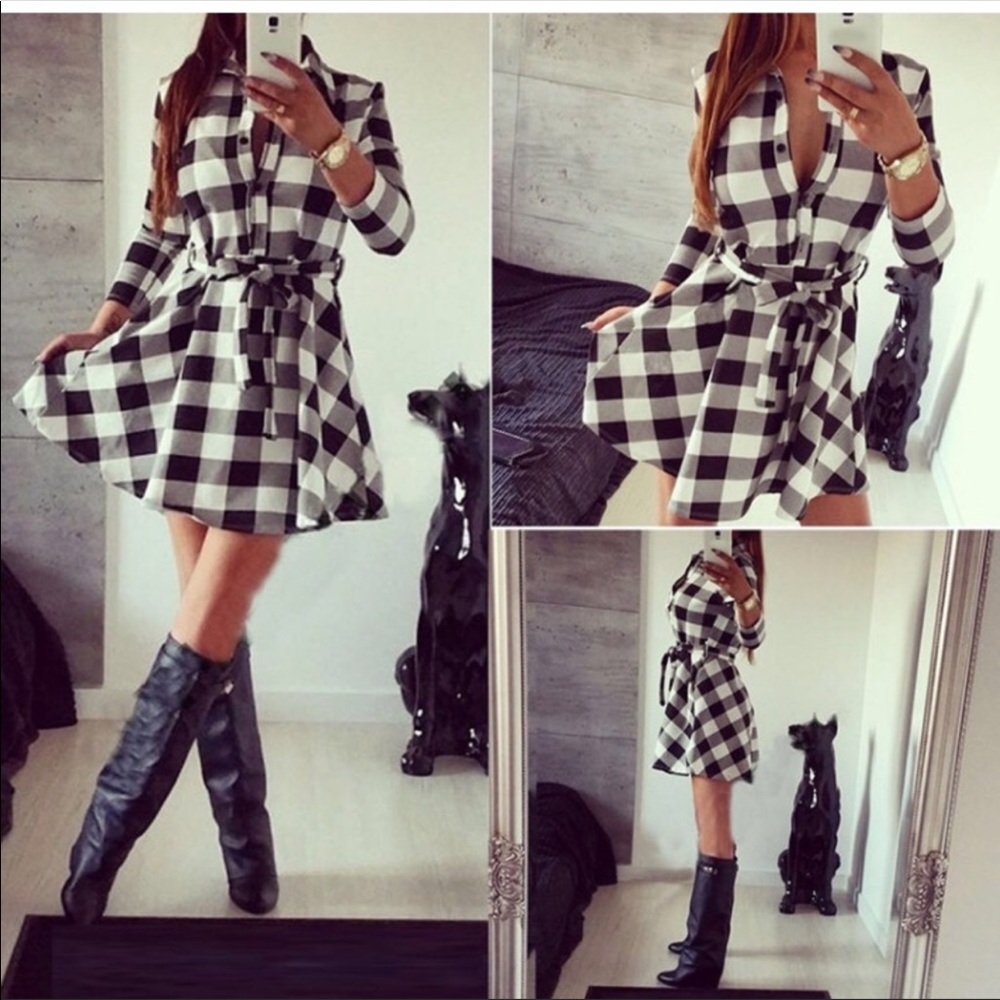 Flannel button down dress